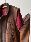 1960s USA Hunting 2 in 1 Brown Faded Leather Jacket