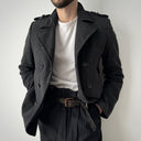 Neil Barrett Double Breasted Gray Wool Pea Coat