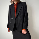 1940s German Women’s Wool Gabardine Striped Double Breasted Skirt Suit