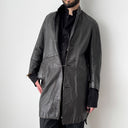 Vintage 1970s England ‘Strong and Fisher’ Thrashed Black Leather Coat