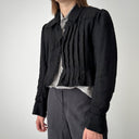 1910s Antique Edwardian Women’s Snap Up Black Wool Bodice Jacket