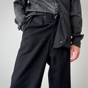 1930s European Modified Front Flap Black Wool Trousers