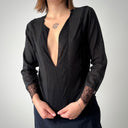 Vintage Women's 00s Gucci by Zamasport Black Light Cotton Blouse