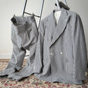 Amarcord Bespoke Double Breasted Cotton Striped Suit