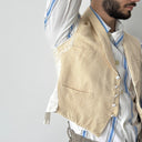 1950s Vintage European Waffle Cream Ripped Waistcoat