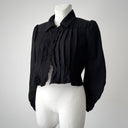 1910s Antique Edwardian Women’s Snap Up Black Wool Bodice Jacket
