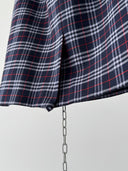 Vintage 90s Women's Burberrys Wool Blue Plaid Nova Check Midi Skirt