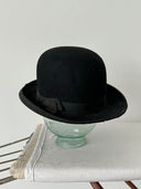 1940s Herbert Johnson England Black Bowler Hat