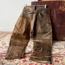 Antique ≈1930s European Army Flying Leather Breeches Buckle Back Faded Pants