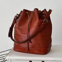 90s Vintage Louis Vuitton 1994 Epi Petit Noe Leather Bucket Bag Burgundy