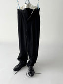 1950s European Tuxedo Suspenders Wool Trousers