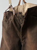 1970s England Work Moleskin Sun Faded Brown Trousers