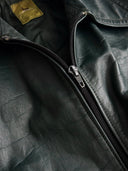 1970s Swiss Dark Green Leather Jacket