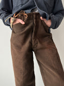 1970s England Work Moleskin Sun Faded Brown Trousers