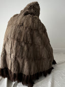 Vintage Fur Hooded Poncho