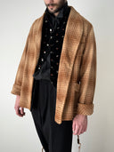 1960s European Wool Checked Smoking Lounge Jacket