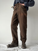 1970s England Work Moleskin Sun Faded Brown Trousers