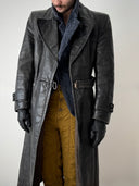 1940s German Officer Pigskin Leather Trench Coat