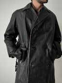 1960s Swiss Army 'Le Belier Paris' Faded Leather Trench