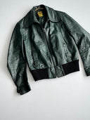 1970s Swiss Dark Green Leather Jacket