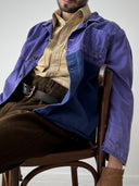 1970s French Workwear Thrashed Purple Chore Jacket