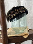 ≈1880s Victorian Embroidered Velvet Smoking Cap