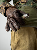 Old European Brown Leather Gloves