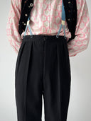 1950s European Tuxedo Suspenders Wool Trousers