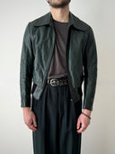 1970s Swiss Dark Green Leather Jacket