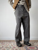 1940s French Work Striped Cotton Pants