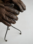 Old European Brown Leather Gloves