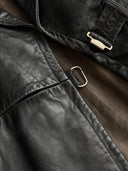 1940s German Officer Pigskin Leather Trench Coat