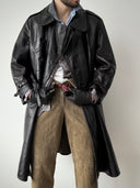 1942 Dated Swiss Army Belted Leather Trench Coat