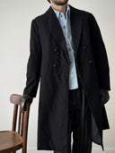 1910s Edwardian Era European Black Wool Frock Coat