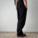 1930s European Side Buckle Black Wool Suit Trousers