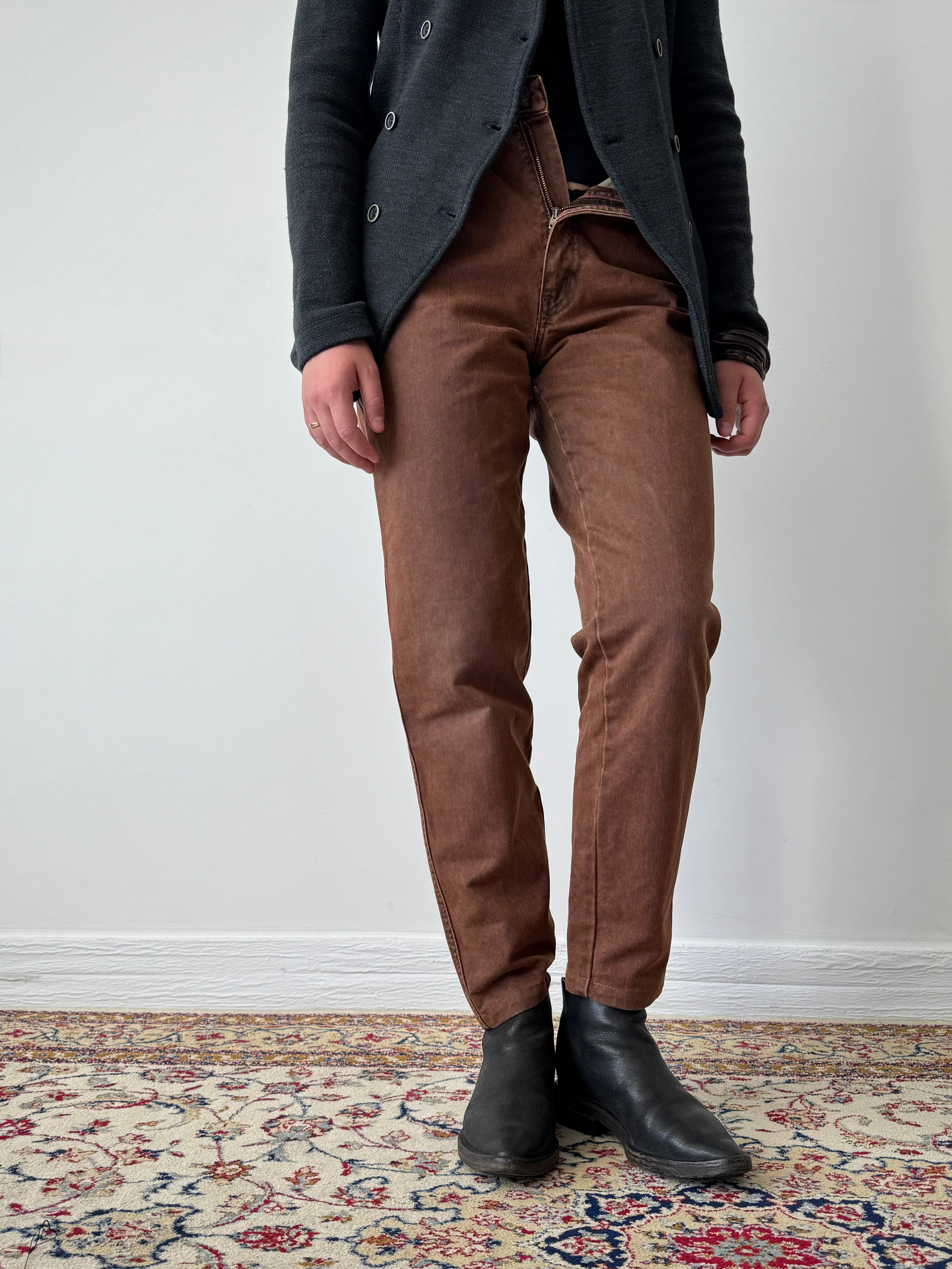 90s ARMANI JEANS　Soft Flannel Trousers 1990s Armani Jeans Copper Pants – Thepuregarb