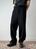 1930s European Side Buckle Black Wool Suit Trousers