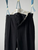 1950s European Tuxedo Suspenders Wool Trousers