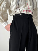 1920s European Tailored Black Wool Trousers