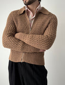 1960s British 'Aero' Zip Wool Knit Cardigan