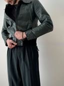 1970s Swiss Dark Green Leather Jacket