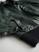 1970s Swiss Dark Green Leather Jacket