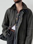90s Barbour A205 Border Waxed Navy Jacket
