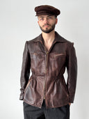 1940s WW2 Era German Brown Leather Blouson Jacket