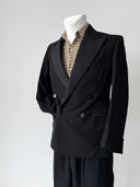 1940s European Double-Breasted Black Wool Tuxedo Suit
