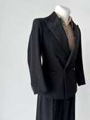1940s European Double-Breasted Black Wool Tuxedo Suit