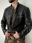 1970s Harro Kombi West Germany Leather Moto Jacket