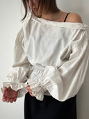Vintage European Women’s Puff Sleeve Light Blouse