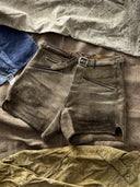 1950s German Hunting Faded Leather Shorts
