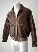 1950s Original British Leather Cyclist Lined Jacket